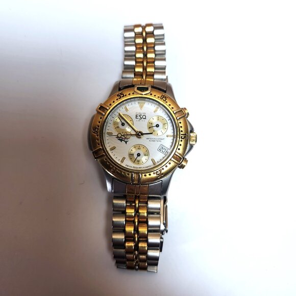 Esquire Other - Esquire Swiss Watch Quartz Chronograph 300389 Stainless Gold Tones Water Resist